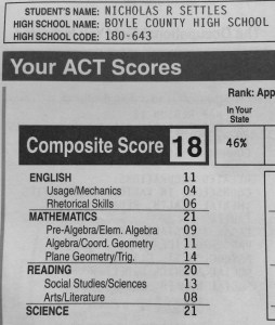 My Sophomore Year ACT Scores